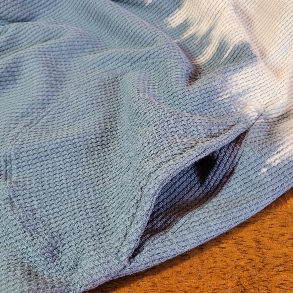 LOGO Lori Goldstein Thermal Top Size Small Blue Ombre Waffle Knit Pockets FLAW - Picture 14 of 16